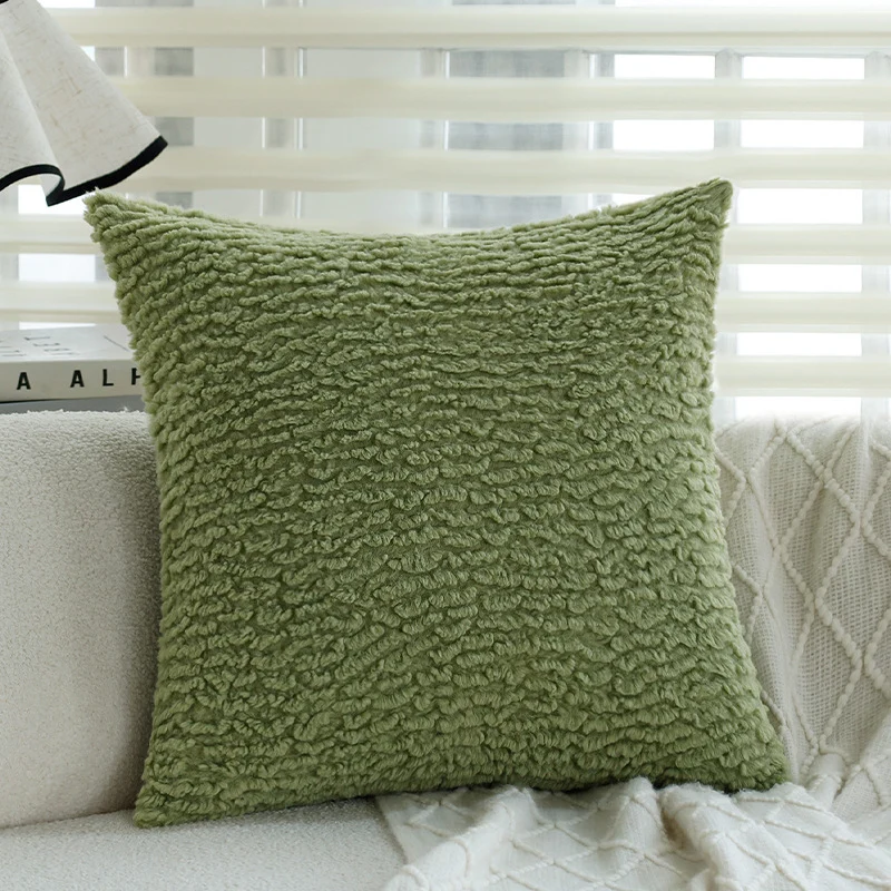 Quadratisches Zierkissen mit erhabenem Blatt‑Tufting und Quasten Karnz