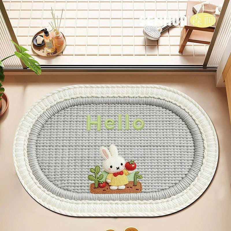 Decorative Bunny-Themed Bath Mat