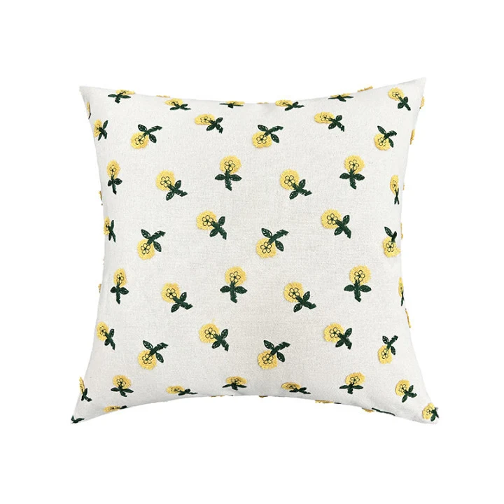 Quadratischer dekorativer Kissenbezug mit handtuftetem Blumen‑Tufting Karnz