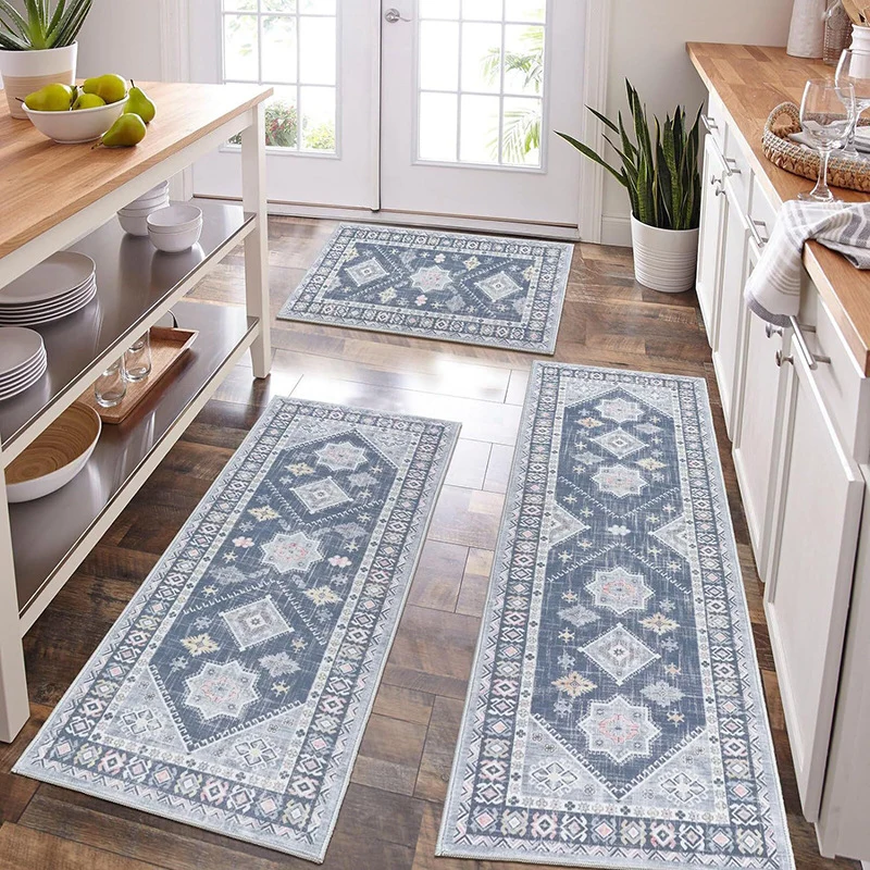 Vintage-Inspired Geometric Kitchen Mat