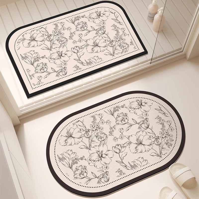 Floral Print Bath Mat