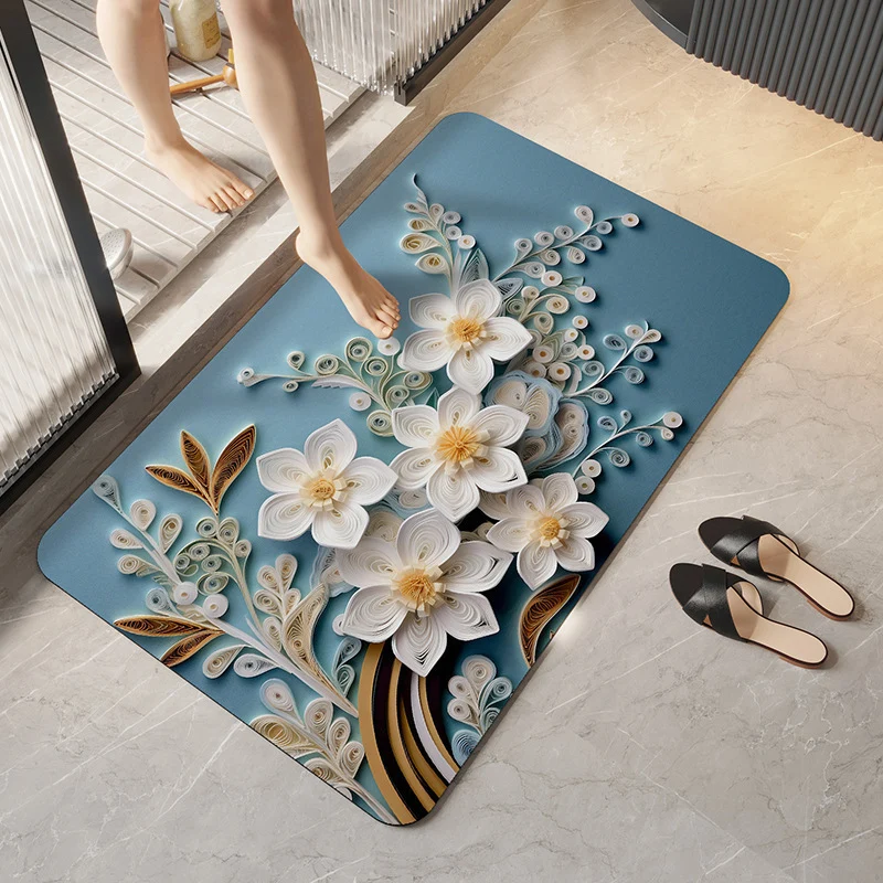 Decorative Floral Bathroom Mat