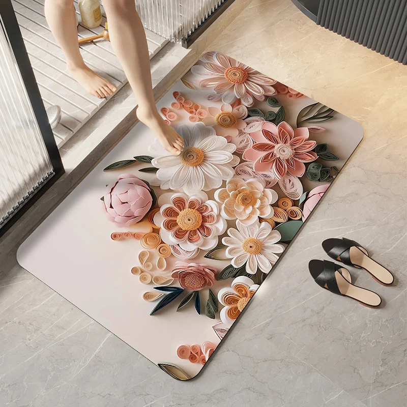 Decorative Floral Bathroom Mat