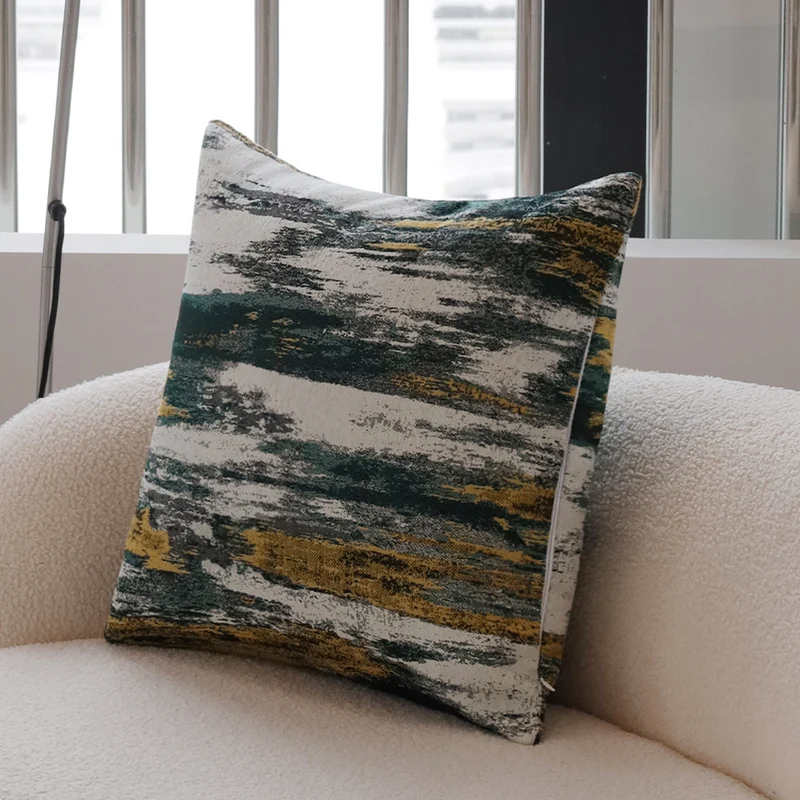 Quadratischer Kissenbezug mit abstraktem Jacquard-Aquarellmuster und verdecktem Reißverschluss Karnz