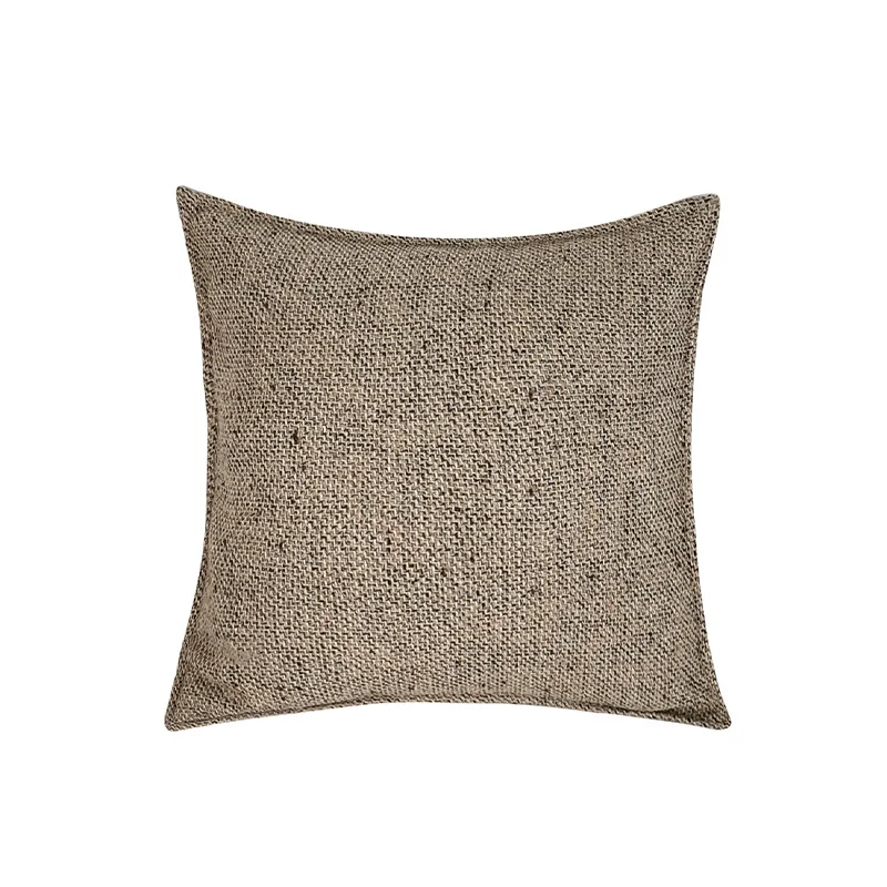Quadratischer Kissenbezug im Leinen‑Tweed‑Look mit dichter Bouclé‑Struktur und feiner Kedernaht Karnz