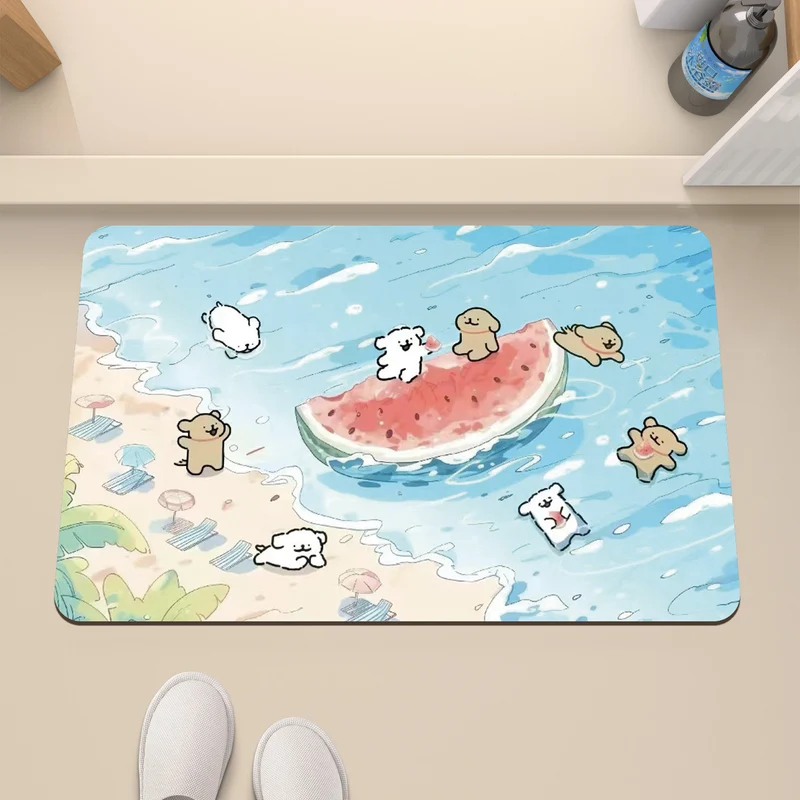 Cartoon Underwater-Themed Bath Mat