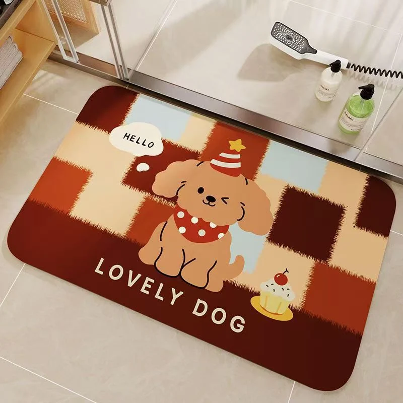 Cartoon Cat-Themed Bathroom Mat