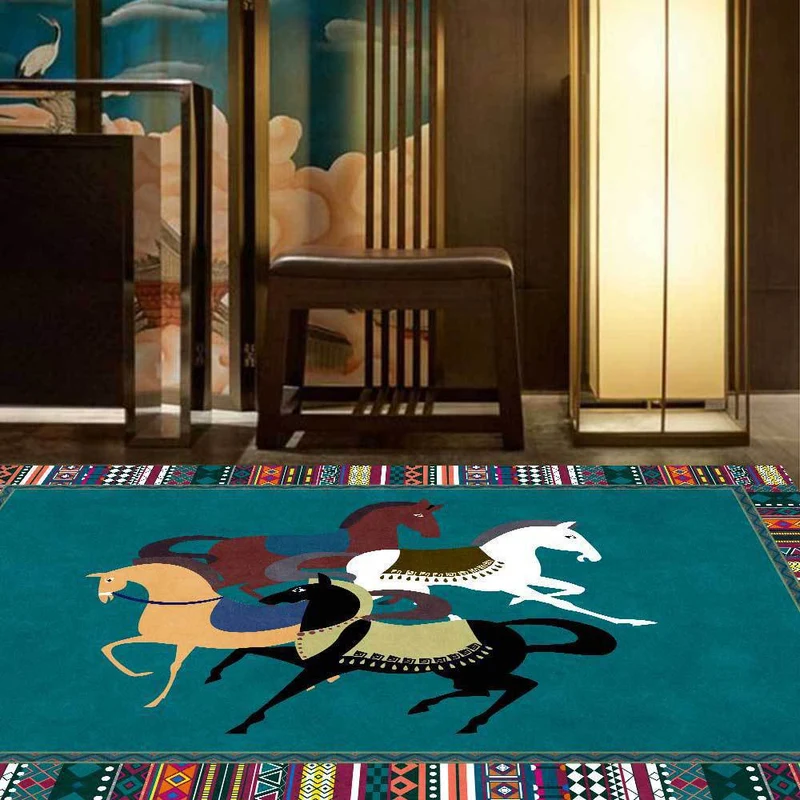 Artistic Horse-Themed Area Rug