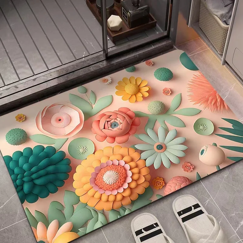 Artistic Floral Design Floor Mat