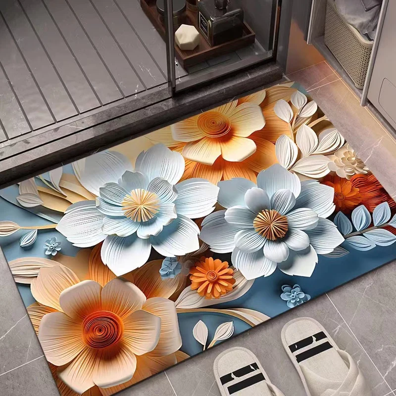 Artistic Floral Design Floor Mat