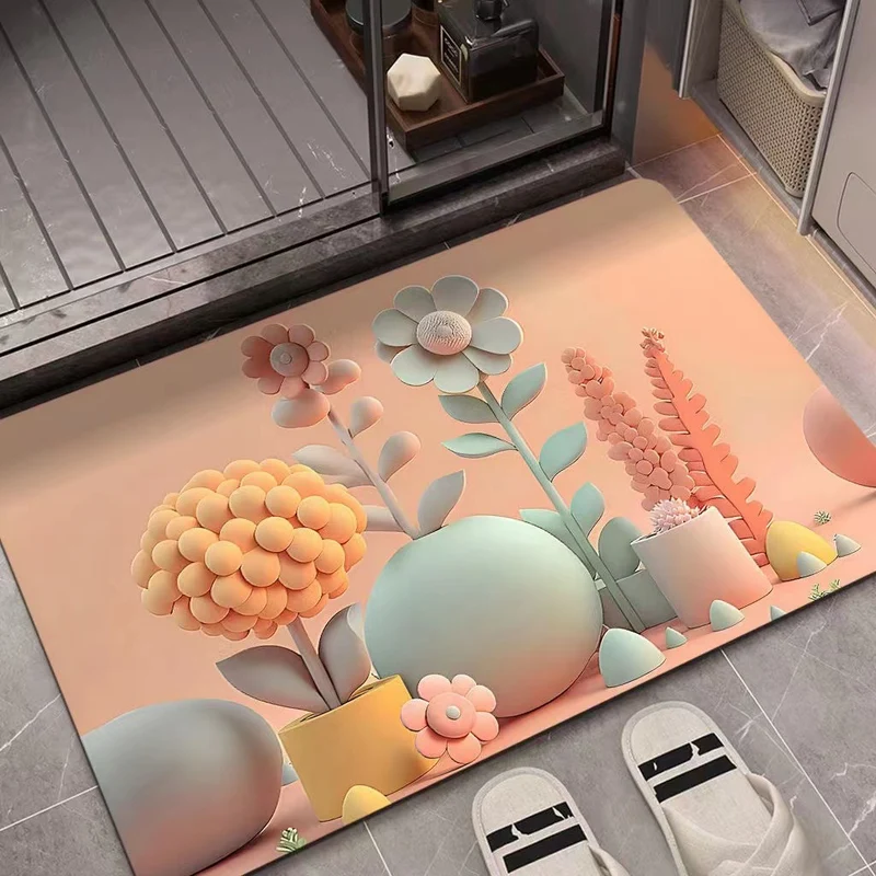 Artistic Floral Design Floor Mat