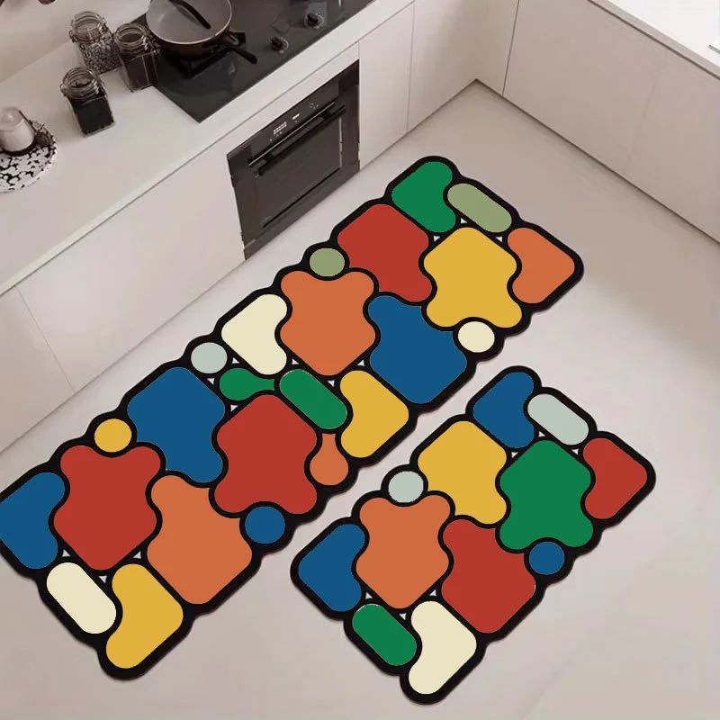 Abstract Geometric Kitchen Mat Set