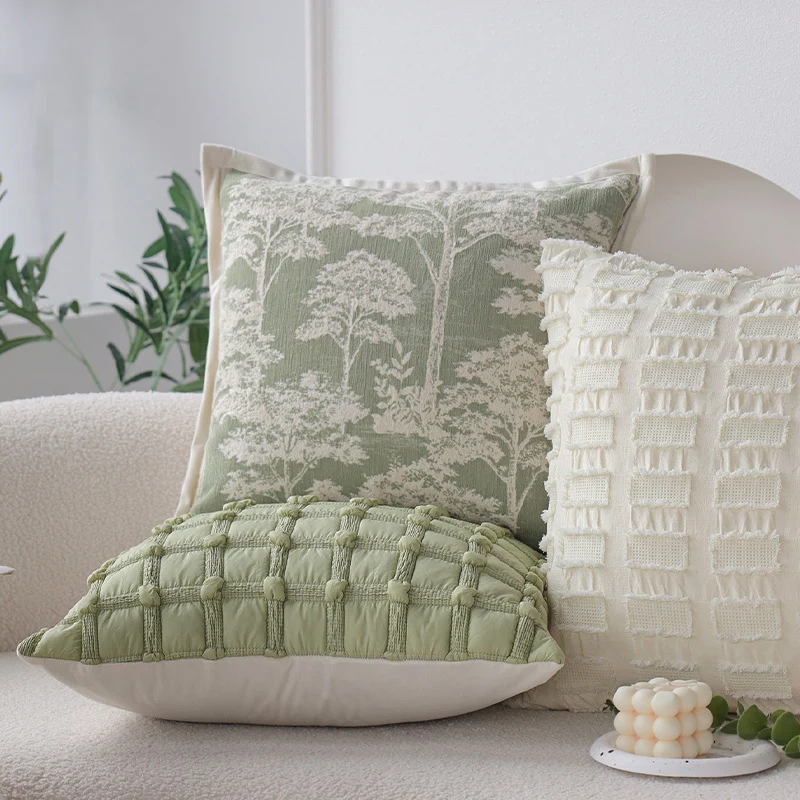 Quadratischer dekorativer Kissenbezug im Toile‑Motiv mit Jacquard‑Webstruktur und Paspelrand Karnz