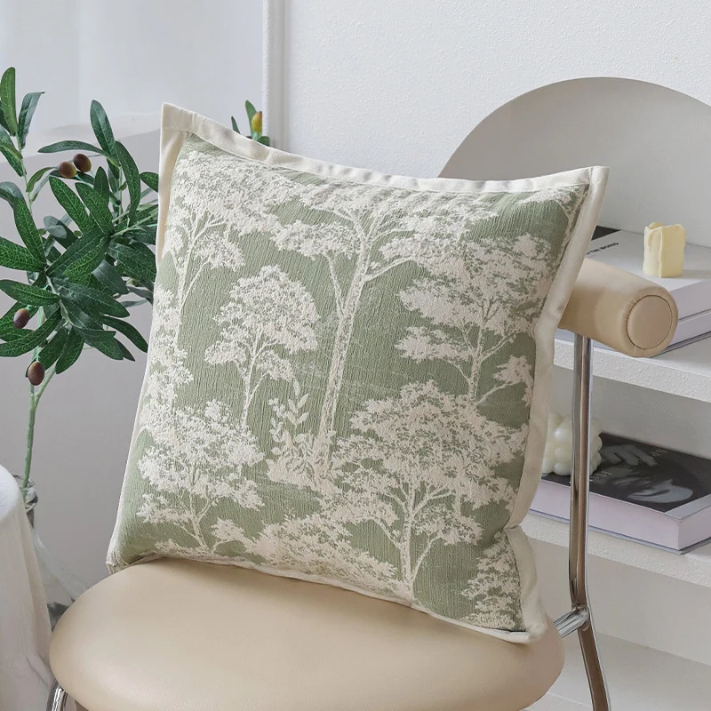 Quadratischer dekorativer Kissenbezug im Toile‑Motiv mit Jacquard‑Webstruktur und Paspelrand Karnz