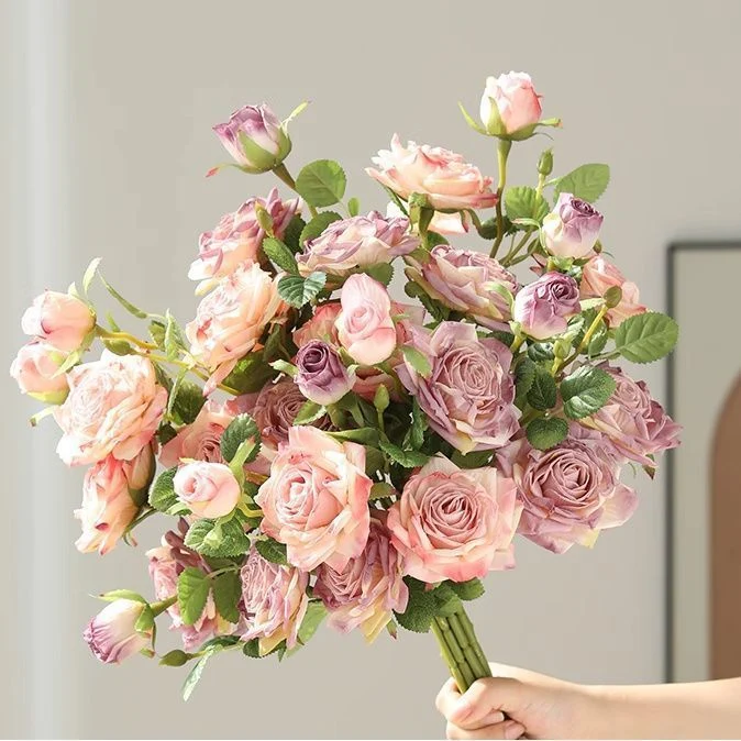 Realistic Multi-Rose Floral Bouquet