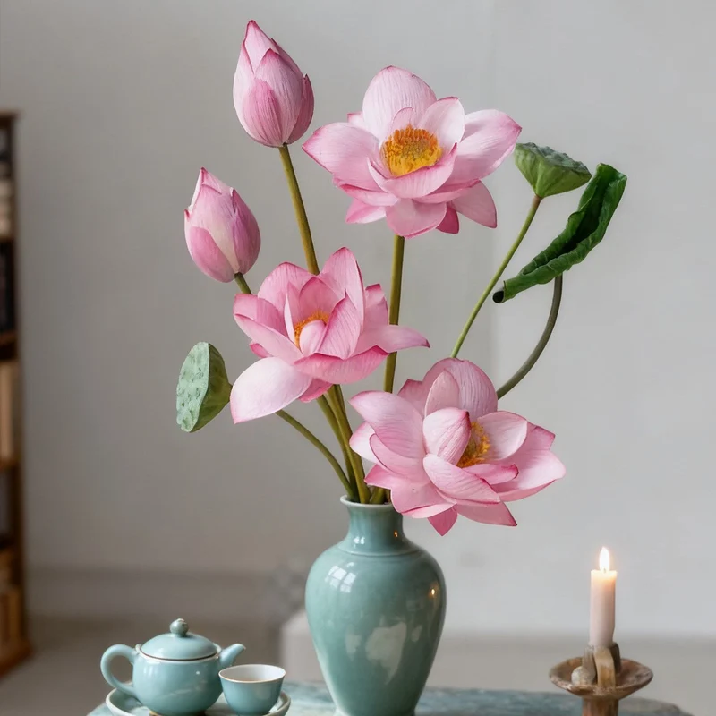 Realistic Lotus Flower Arrangement