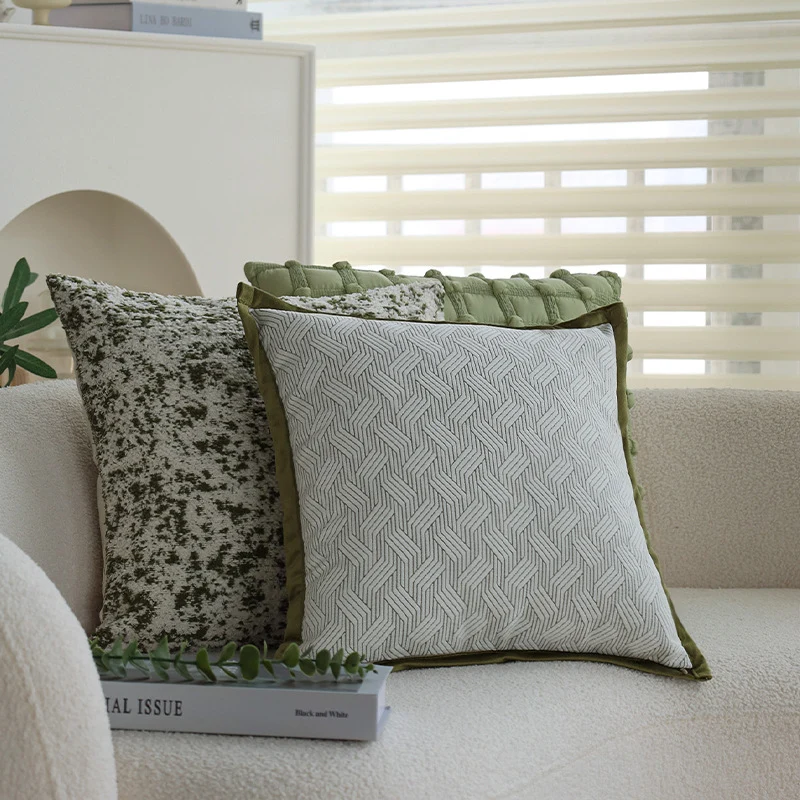 Quadratischer Chenille-Kissenbezug für Sofa und Wohnraum mit melierter Struktur und verdecktem Reißverschluss Karnz