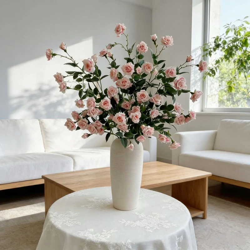 Lifelike Pink Rose Floral Arrangement