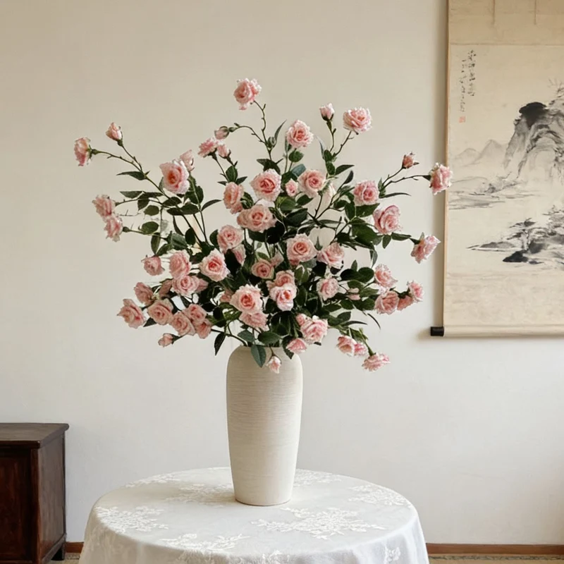 Lifelike Pink Rose Floral Arrangement