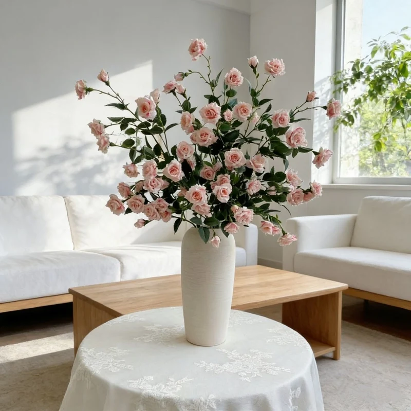 Lifelike Pink Rose Floral Arrangement
