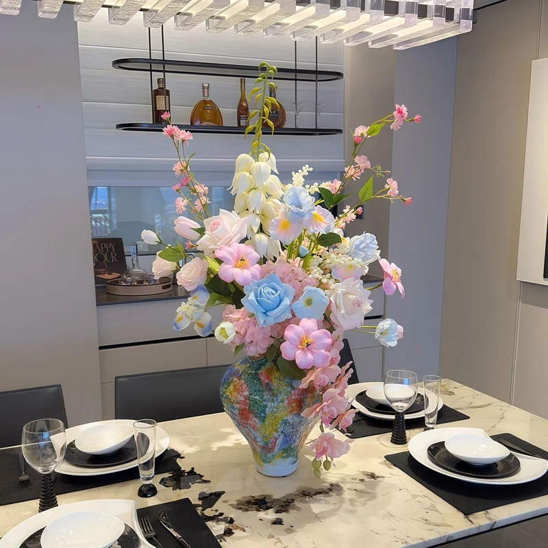 Lifelike Floral Bouquet with Mixed Blooms and Foliage