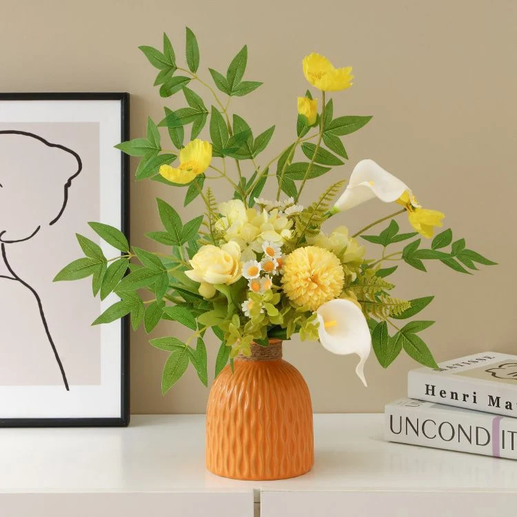 Lifelike Floral Arrangement with Decorative Vase