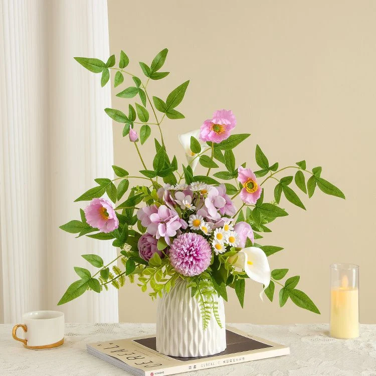 Lifelike Floral Arrangement with Decorative Vase