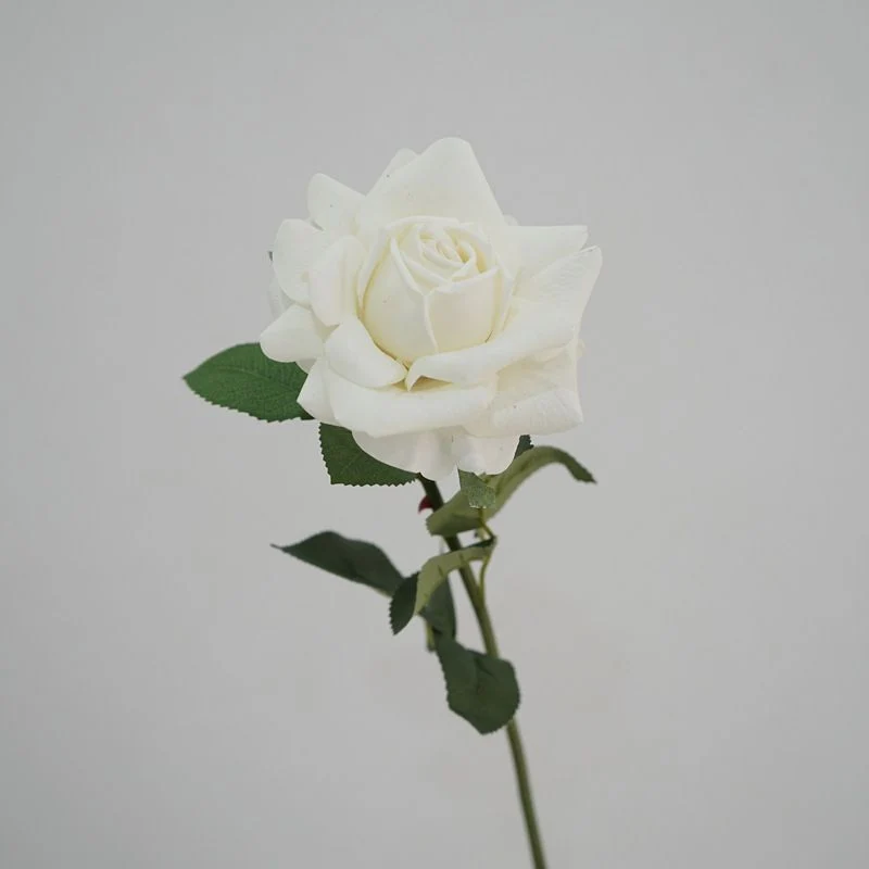 Lifelike Artificial Rose Stem with Green Foliage