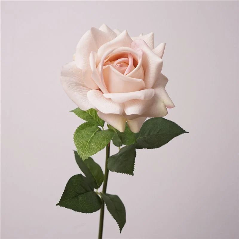 Lifelike Artificial Rose Stem with Green Foliage