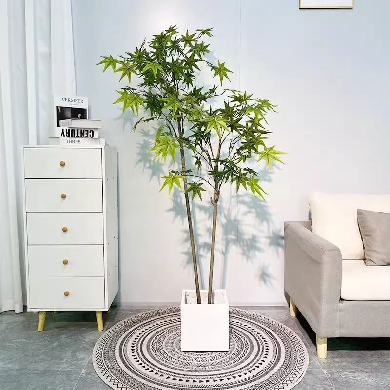 Lifelike Artificial Maple Tree with Decorative Basket