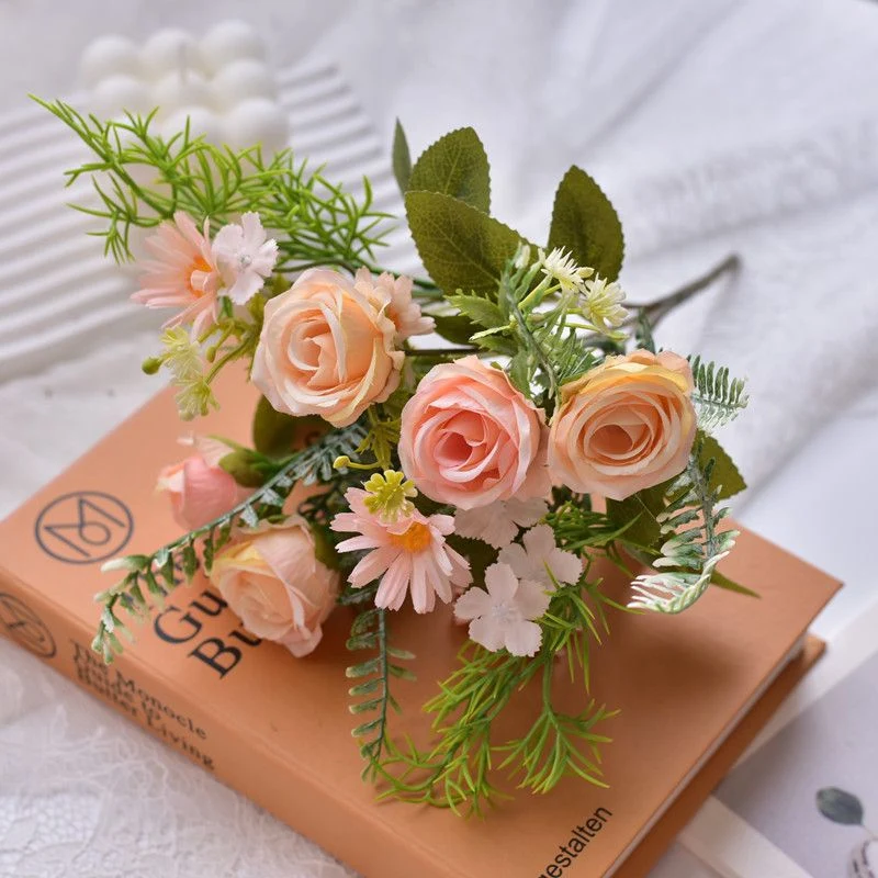 Lifelike Artificial Floral Bouquet with Fern Accents