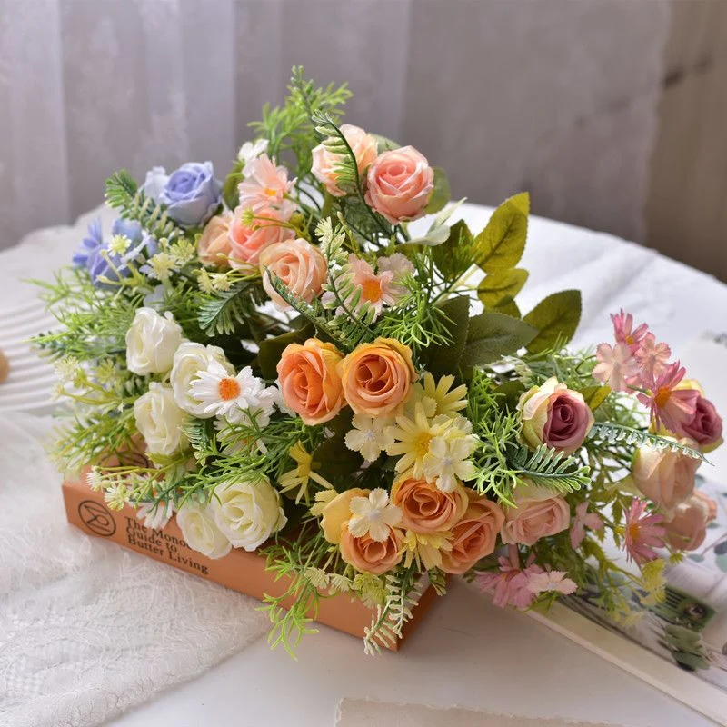 Lifelike Artificial Floral Bouquet with Fern Accents
