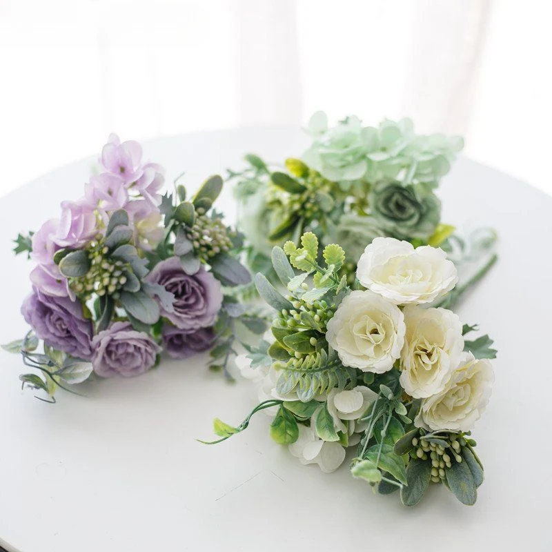 Elegant Artificial Floral Bouquet with Mixed Blooms