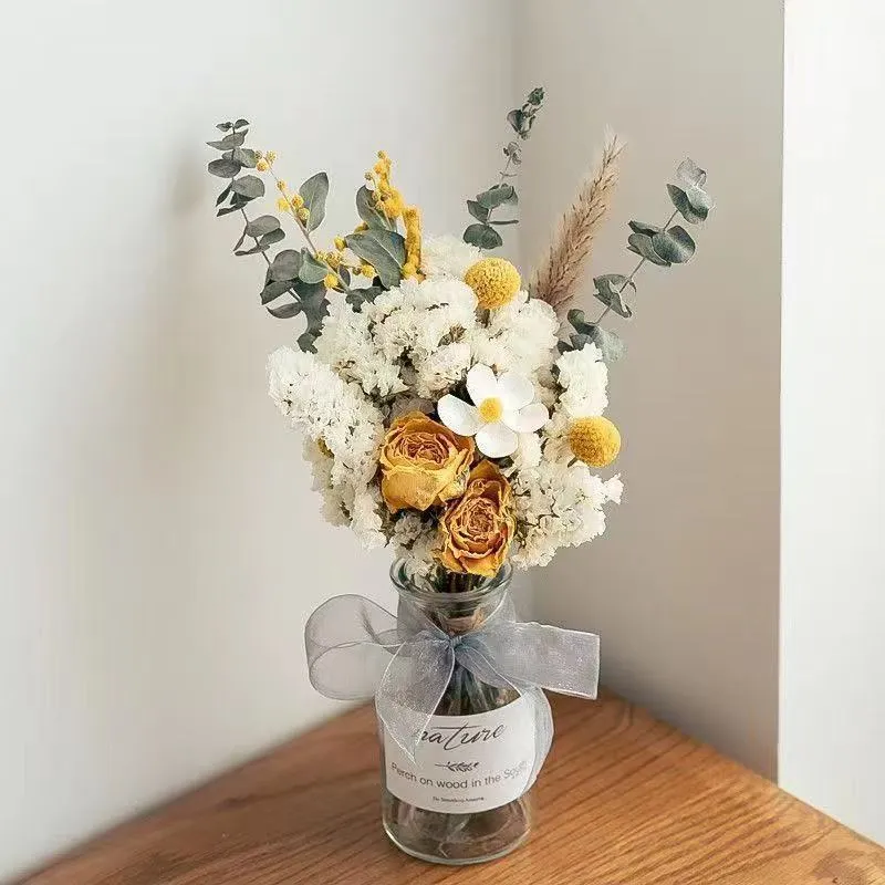 Dried Flower Bouquet Arrangement with Decorative Elements