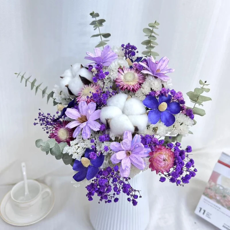 Dried Floral Cotton Arrangement
