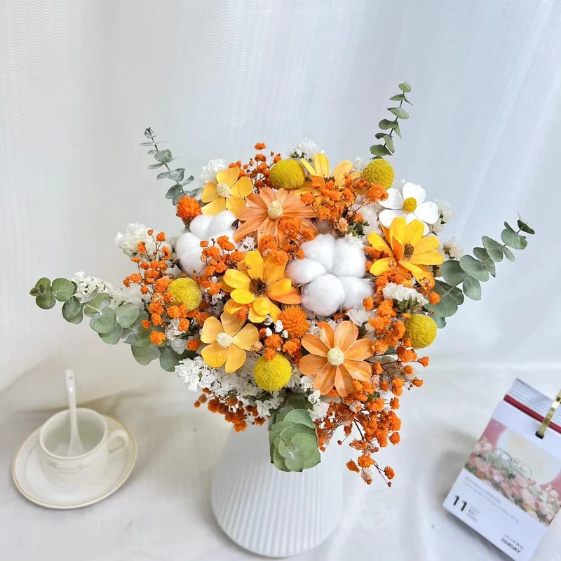 Dried Floral Cotton Arrangement