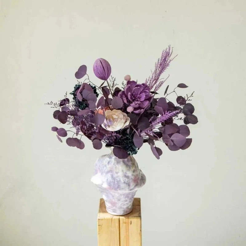 Dried Floral Bouquet with Hydrangea and Eucalyptus Accents