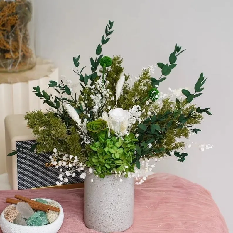 Dried Floral Arrangement in Modern Decorative Vase