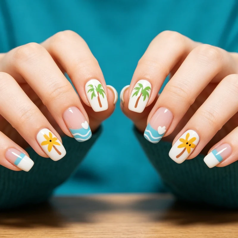 Tropisches Urlaubsthemen-Nageldesign Karnz