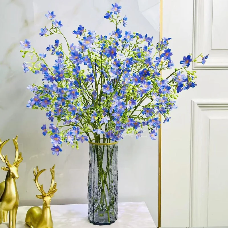 Artificial Floral Arrangement with Decorative Glass Vase