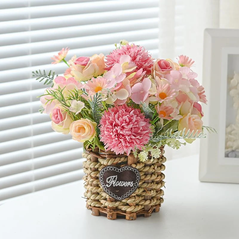 Artificial Floral Arrangement in Woven Basket