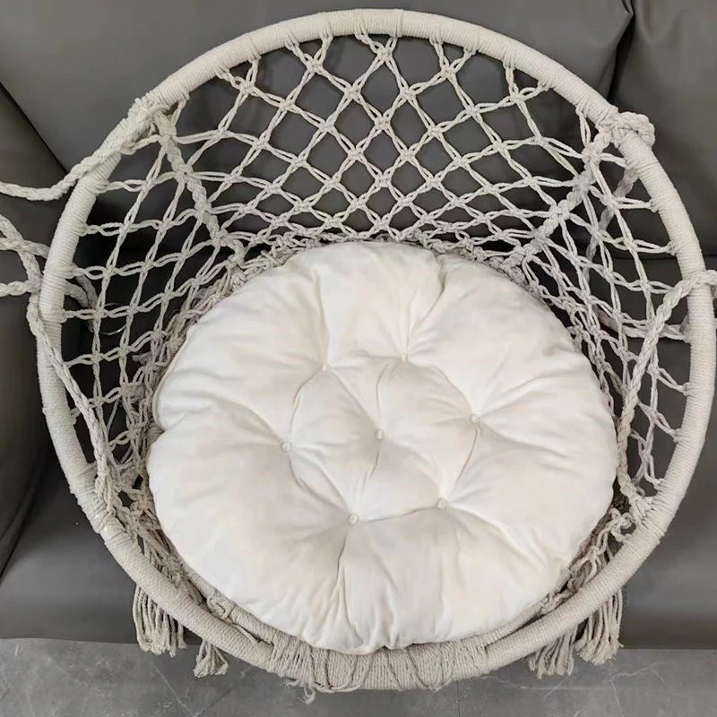 Macrame hanging chair with complete ceiling mounting kit and decorative tassel fringe Stornfield