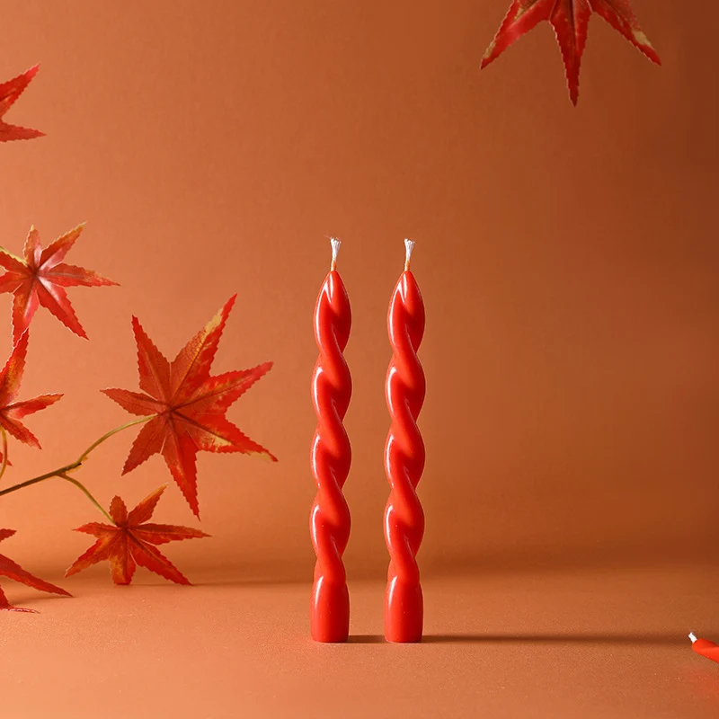 Sinuous Sculptural Taper Candle Pair Long-Burning Dripless Dinner Candles