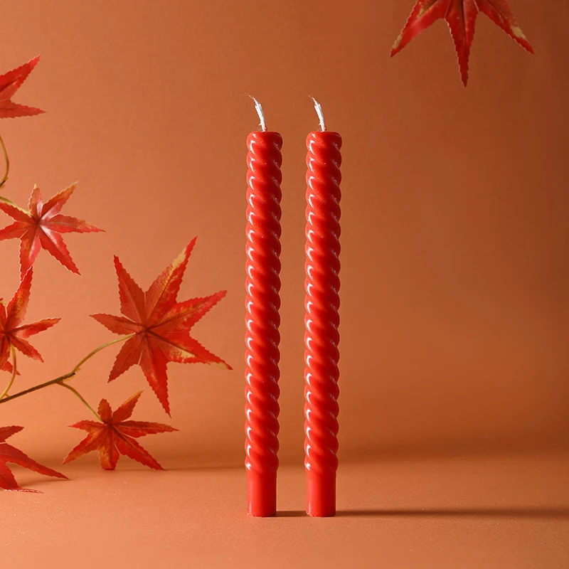Sinuous Sculptural Taper Candle Pair Long-Burning Dripless Dinner Candles