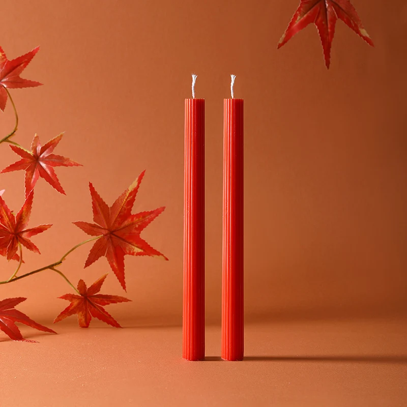 Sinuous Sculptural Taper Candle Pair Long-Burning Dripless Dinner Candles