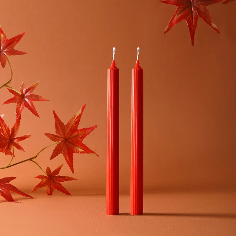 Sinuous Sculptural Taper Candle Pair Long-Burning Dripless Dinner Candles
