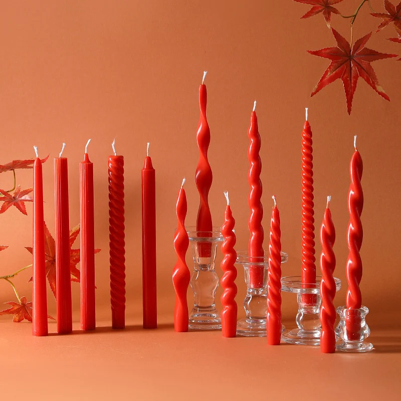Sinuous Sculptural Taper Candle Pair Long-Burning Dripless Dinner Candles