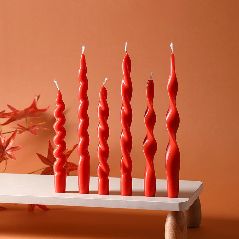 Sinuous Sculptural Taper Candle Pair Long-Burning Dripless Dinner Candles