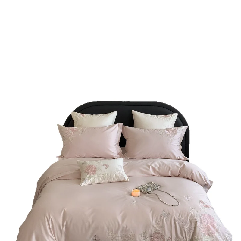 Luxuriöses Satin-Bettwäsche-Set mit floraler Stickerei und seidenweichem Finish Karnz