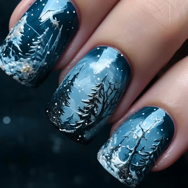 Winter Wonderland Acryl Nagelkunst Karnz